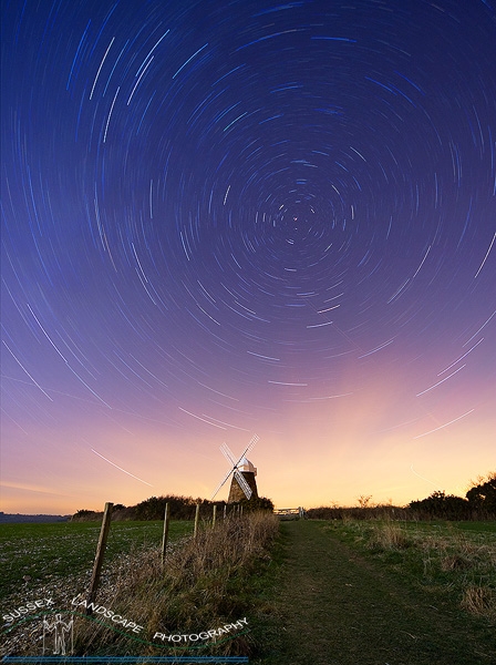 slides/The Earths vortex.jpg halnaker windmill west sussex night south downs national park winter stars pole north fence dark cold earth north pole The Earths vortex